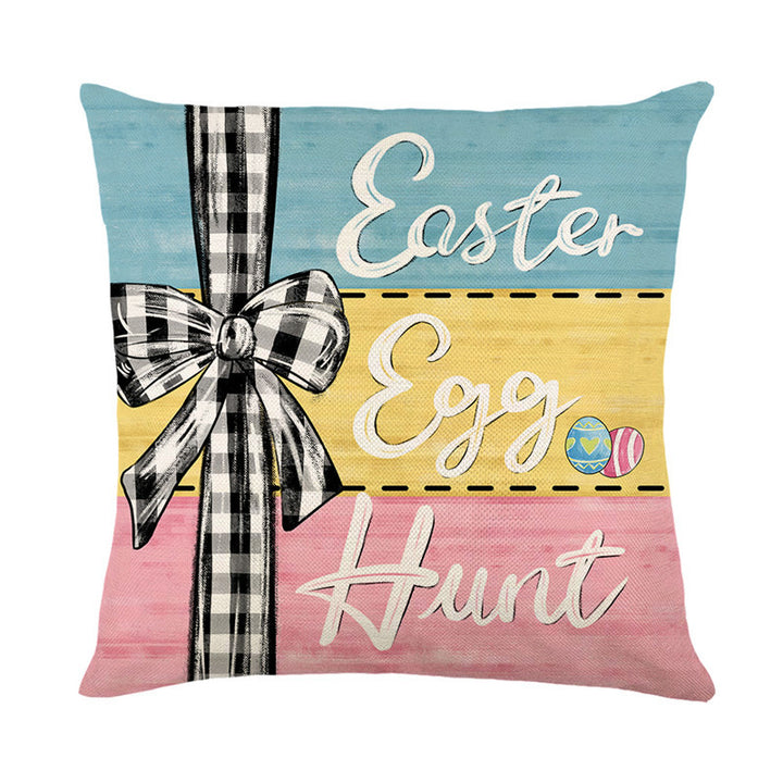 Decorative Cotton-Linen Easter Hanging Egg Print Throw Pillow Cover