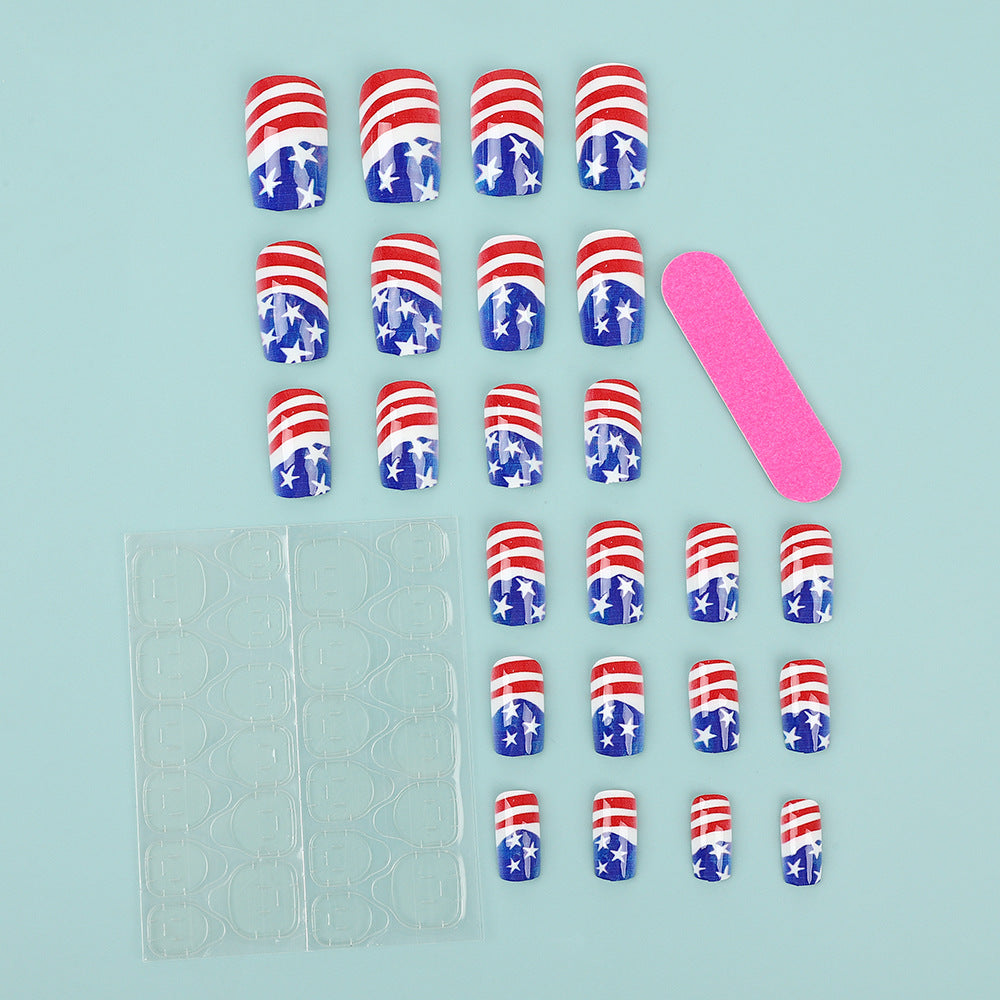 Artificial nails in patriotic Stars and Stripes design Bowlift