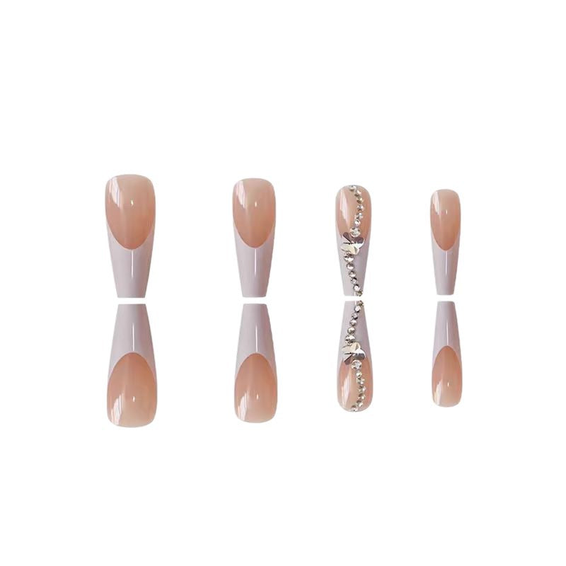 Elegant Long French Tip Acrylic Nail Art Bowlift