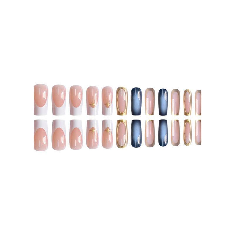 Premium Gradient Press-On Nails with Gold Accents Bowlift