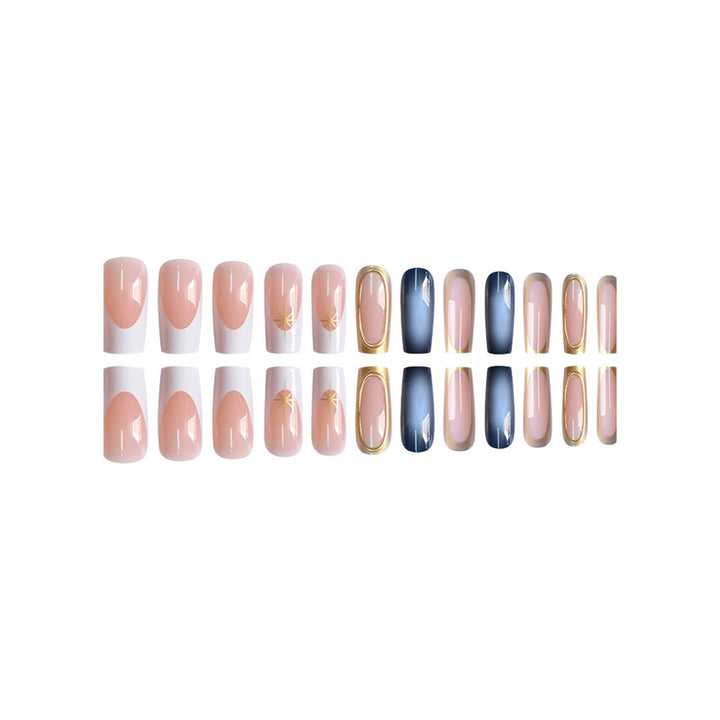 Premium Gradient Press-On Nails with Gold Accents Bowlift