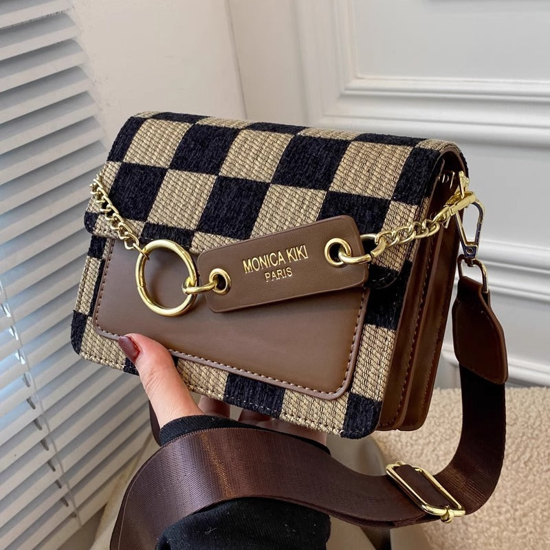 Stylish Checkered Crossbody Bag Bowlift