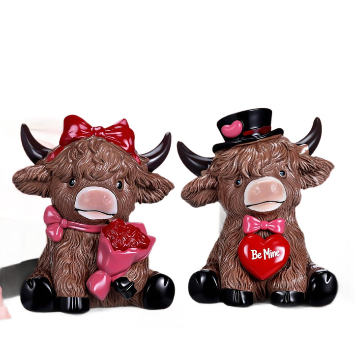 Decorative Highland Cattle Duo Stones Bowlift