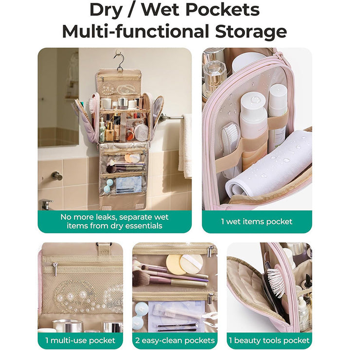 Cosmetic Organizer Bag with Removable Hook and Transparent Compartments Bowlift