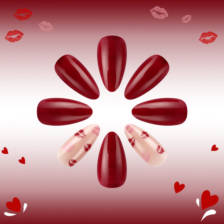 Kiss-Embellished Press-On Nail Set Bowlift