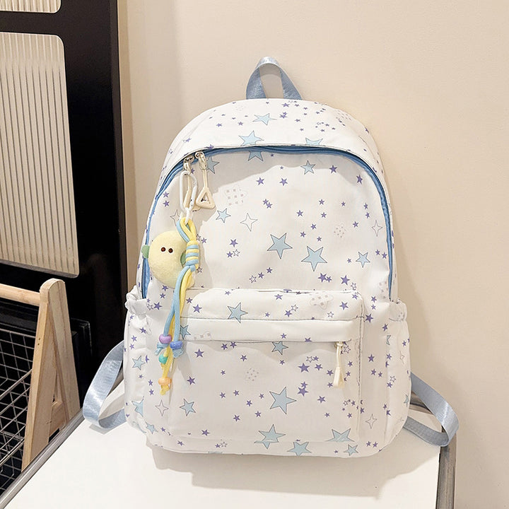 Star-Patterned Canvas Backpack