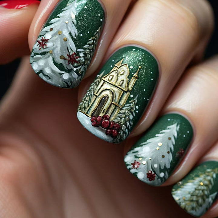 Artificial nails with Christmas design Bowlift