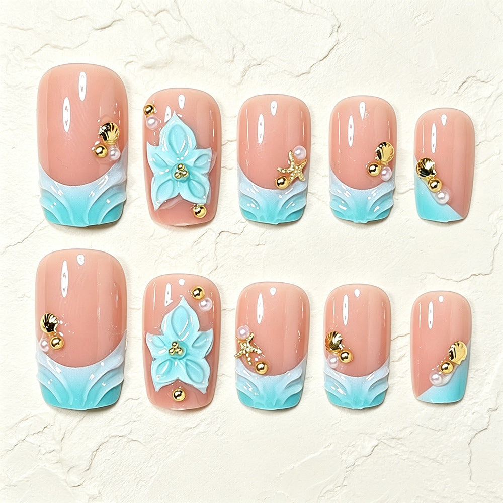 Artistic Floral Acrylic Nail Art Tips Bowlift