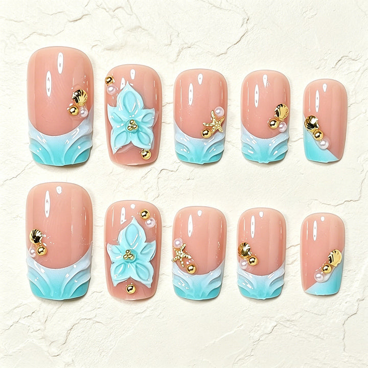Artistic Floral Acrylic Nail Art Tips Bowlift