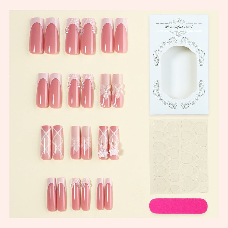 Nail set with elegant flower and glitter decorations Bowlift