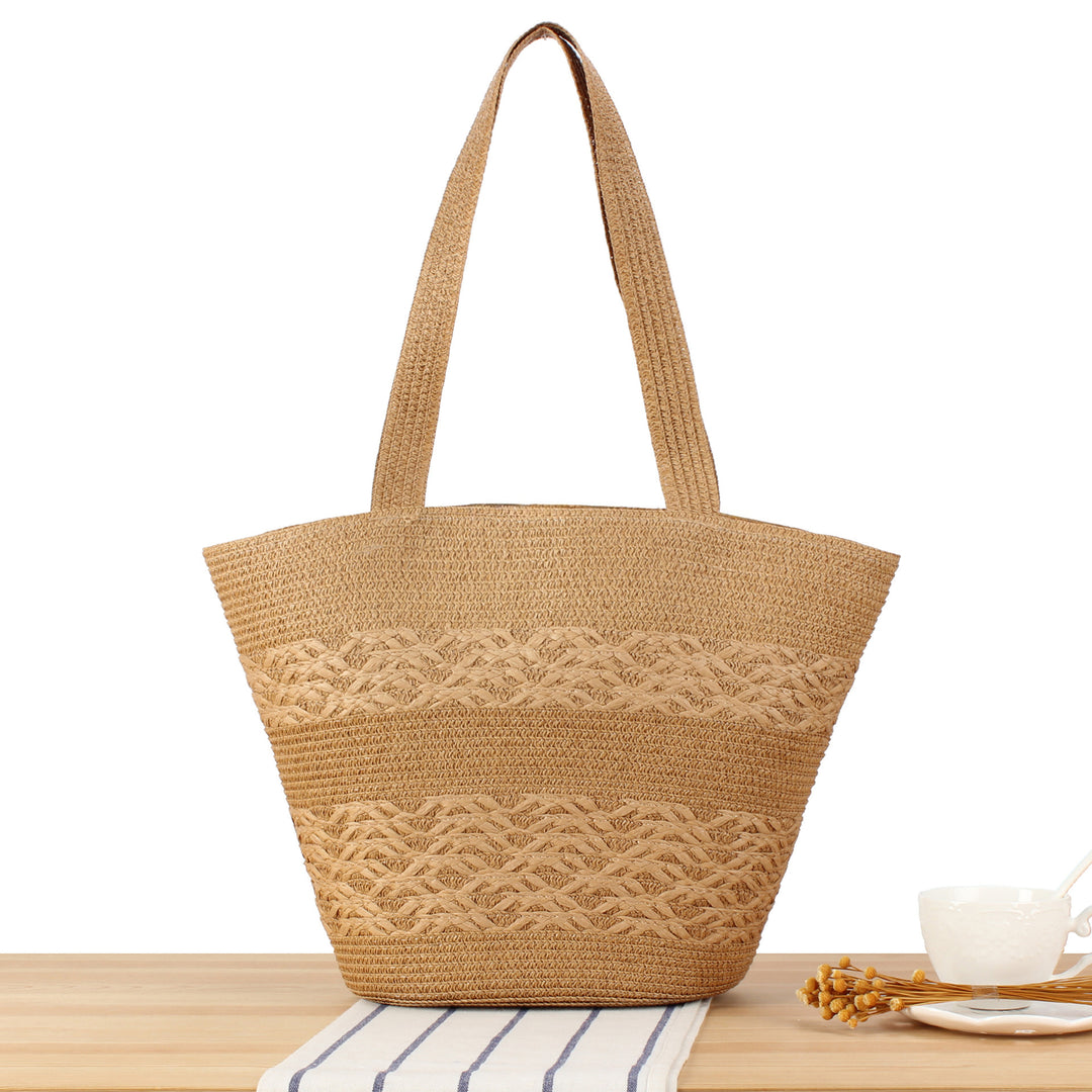 Stylish Woven Tote Bag with Elastic Shoulder Straps Bowlift