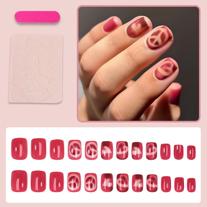 Acrylic nail set with elegant heart and pattern designs Bowlift