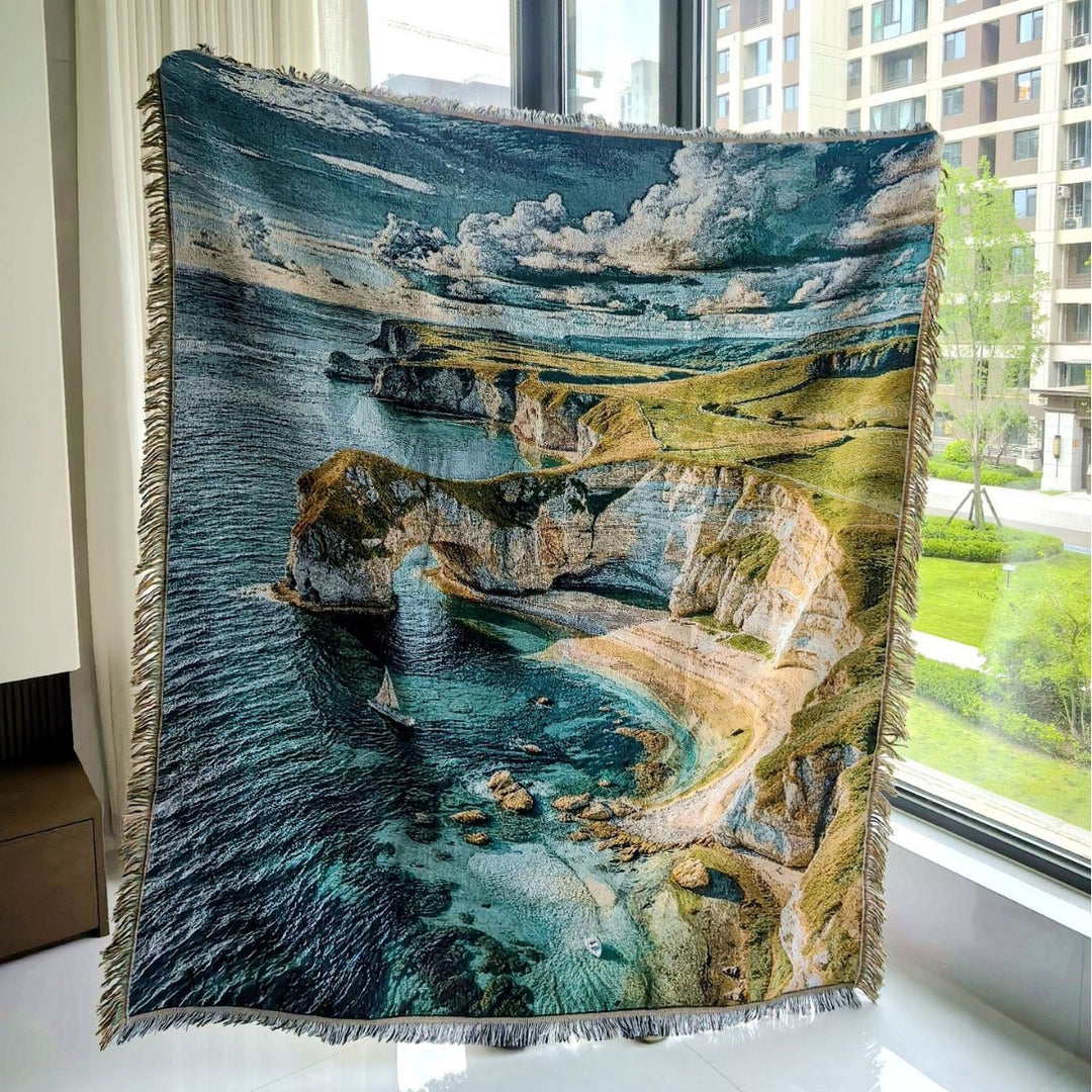 Scenic Coastal Landscape Throw Blanket