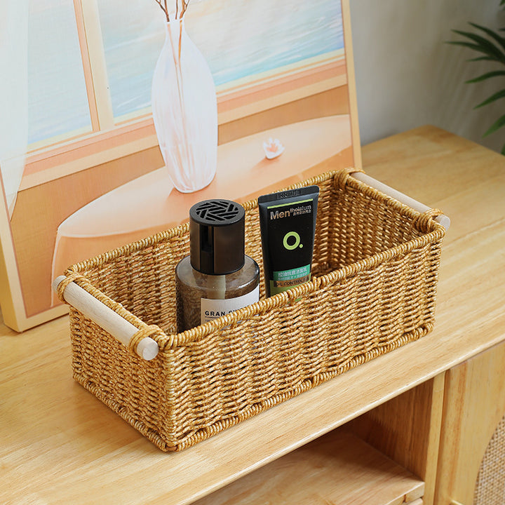 Unisex Rectangular Basket made of woven natural material Bowlift