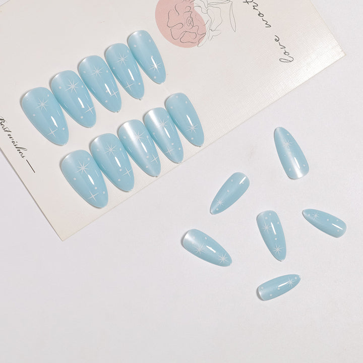 Celestial-Themed Glossy Press-On Nails Bowlift