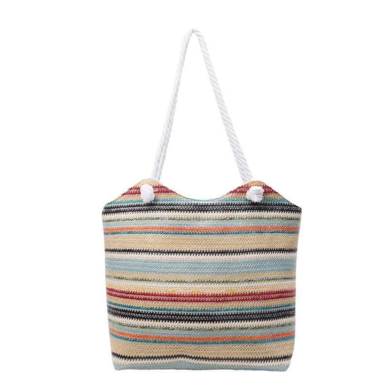 Spacious Striped Beach Tote Bowlift