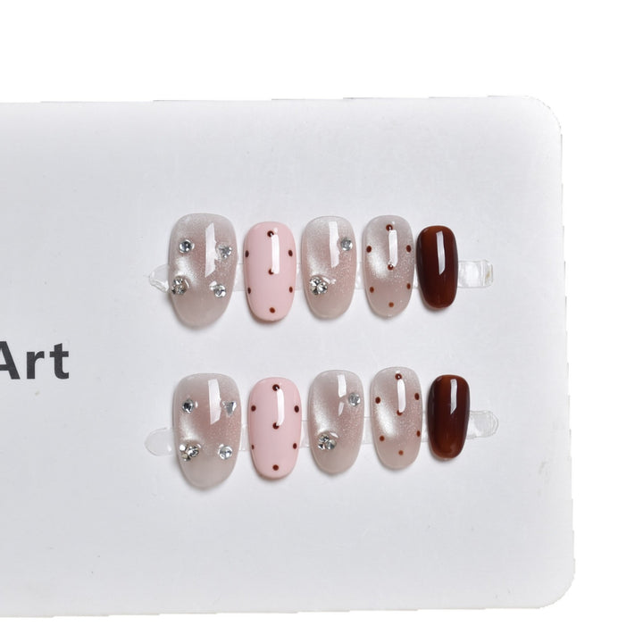 Premium Rhinestone-Embellished Press-On Nail Art Bowlift