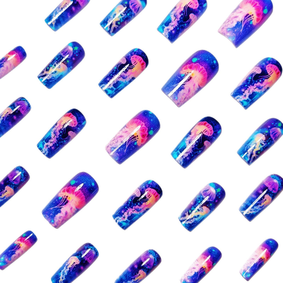 Gel Nail Art Design with Luminescent Jellyfish Bowlift