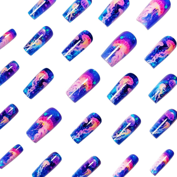 Gel Nail Art Design with Luminescent Jellyfish Bowlift