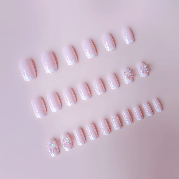 Acrylic nail set with elegant French tips and 3D details Bowlift