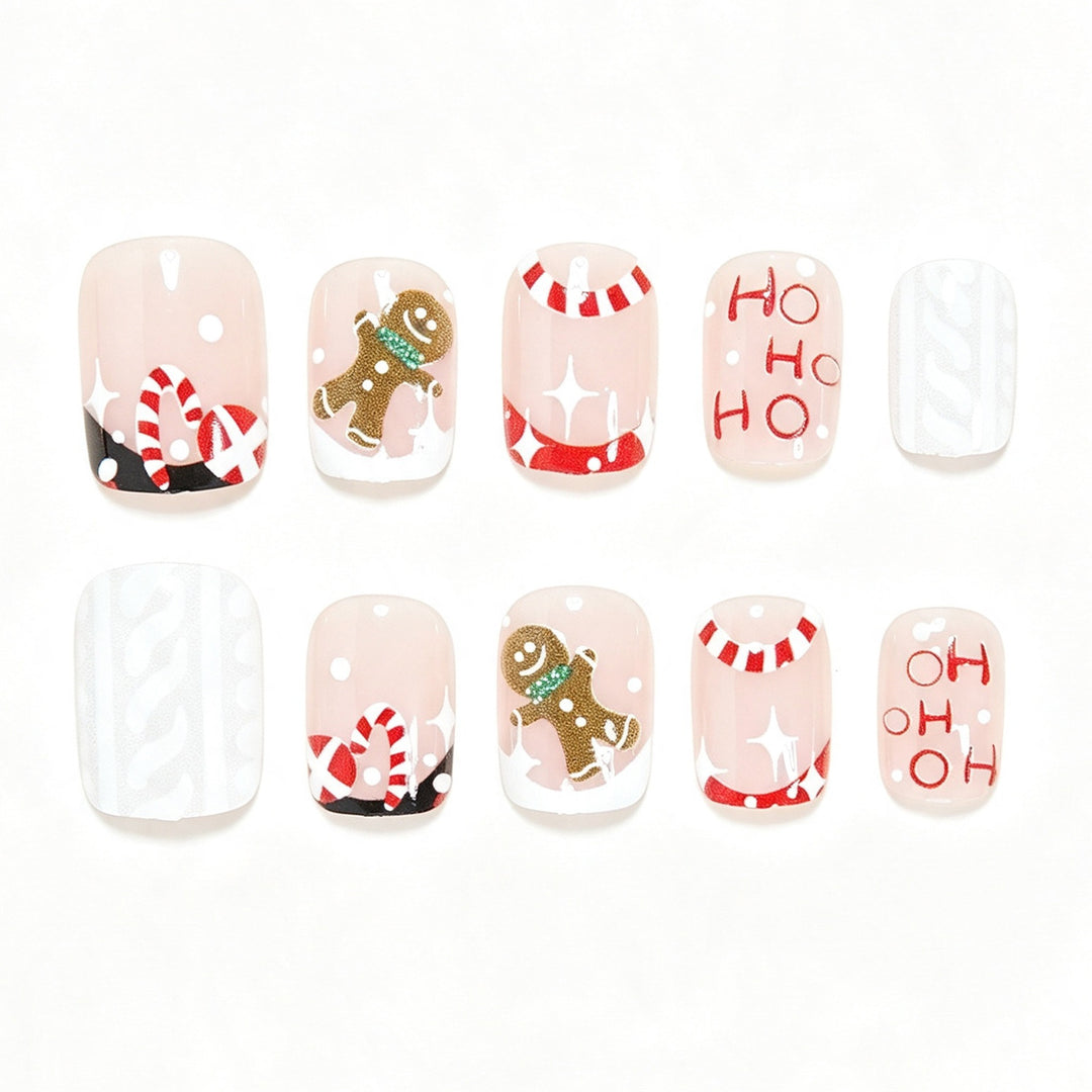 Festive Holiday-Themed Press-On Nail Art Bowlift