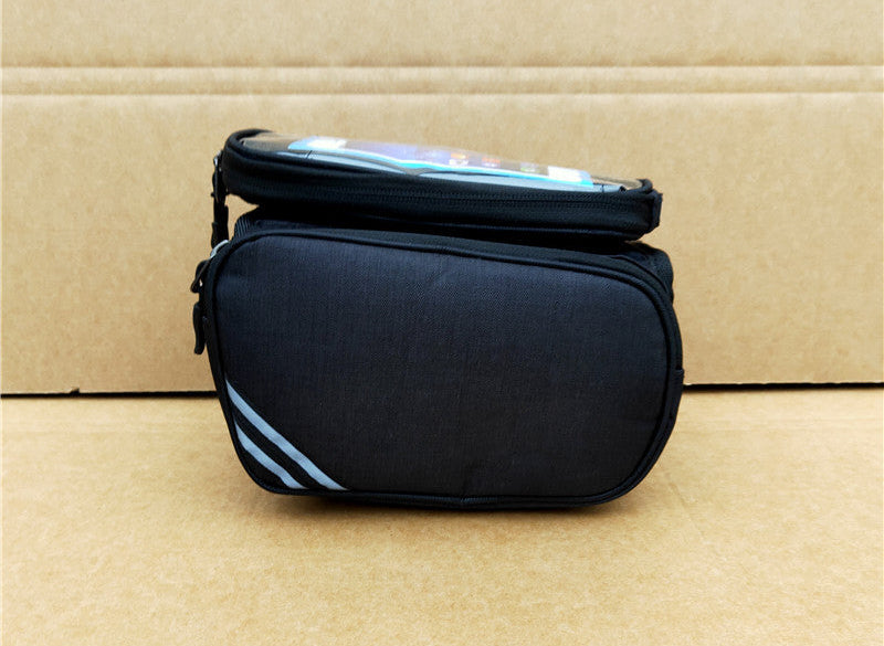waterproof bike handlebar phone bag with touchscreen top and spacious dual compartment and reflective accents Bowlift