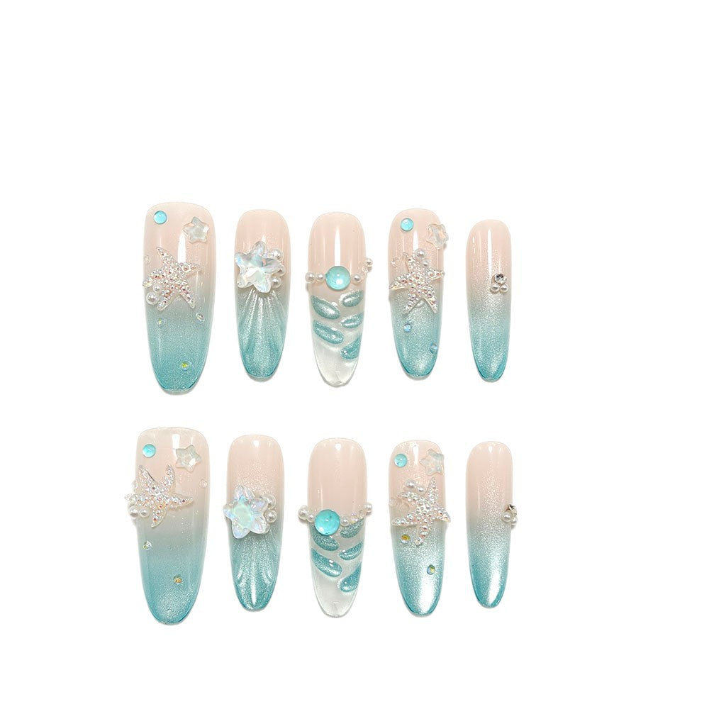 Artificial nails with glittering summer design Bowlift