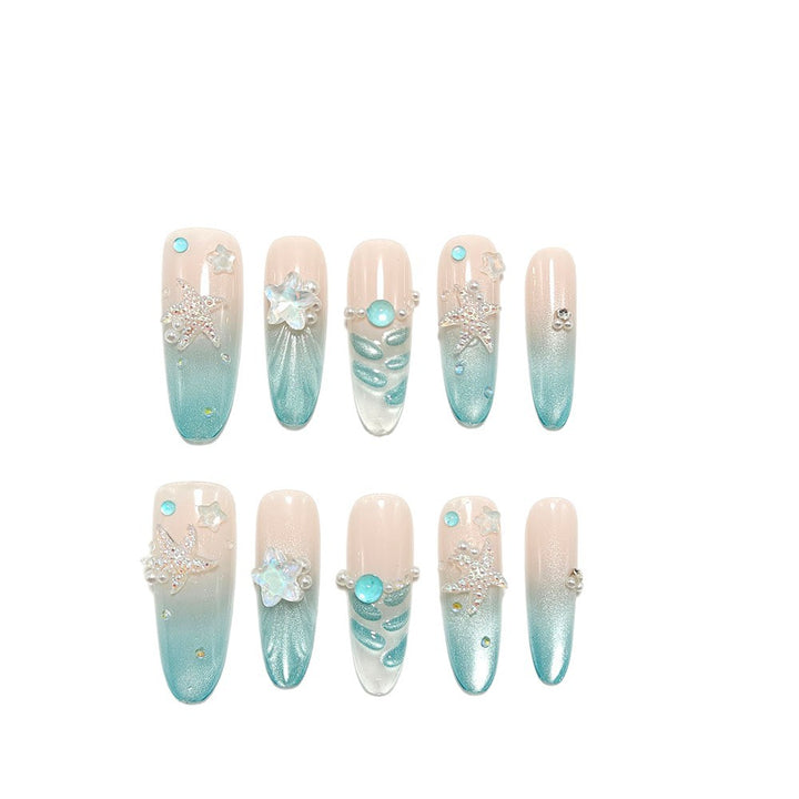 Artificial nails with glittering summer design Bowlift