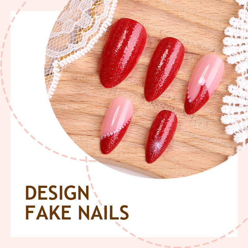 Artificial nail set with glamorous glitter accents Bowlift