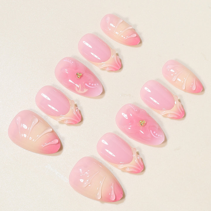 Elegant Floral Press-On Nail Art Set Bowlift
