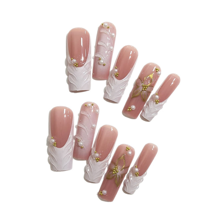 Luxury 3D Floral Nail Extensions Bowlift