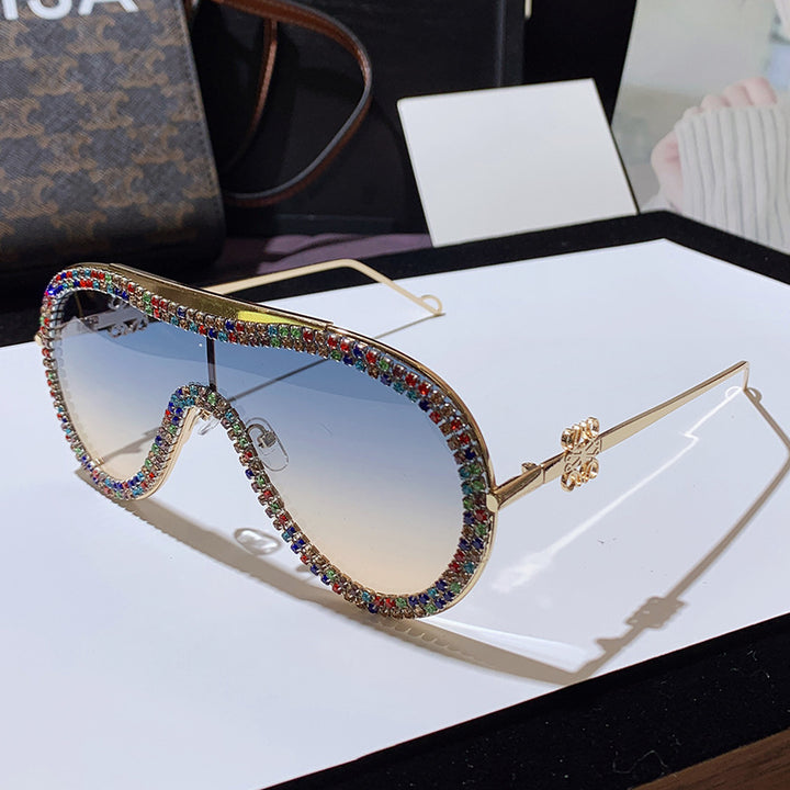 Women's Glamorous Oversized Sunglasses with Rhinestone Accents Bowlift