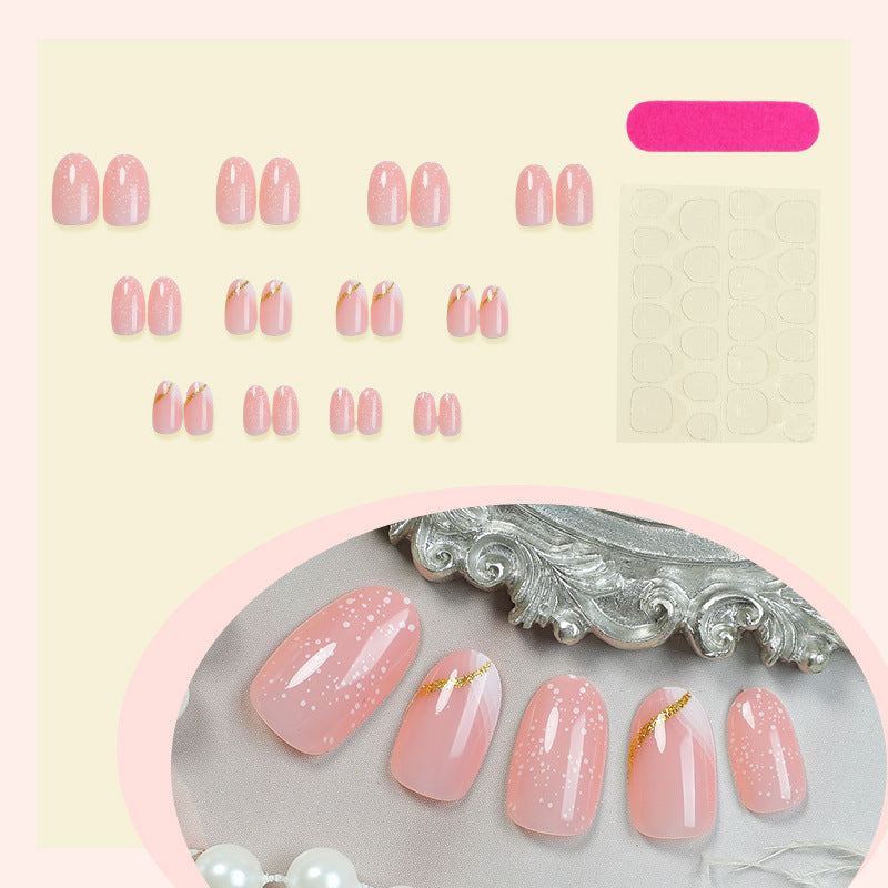 Premium Decorative Press-On Nail Set with Glitter and Gold Accents Bowlift