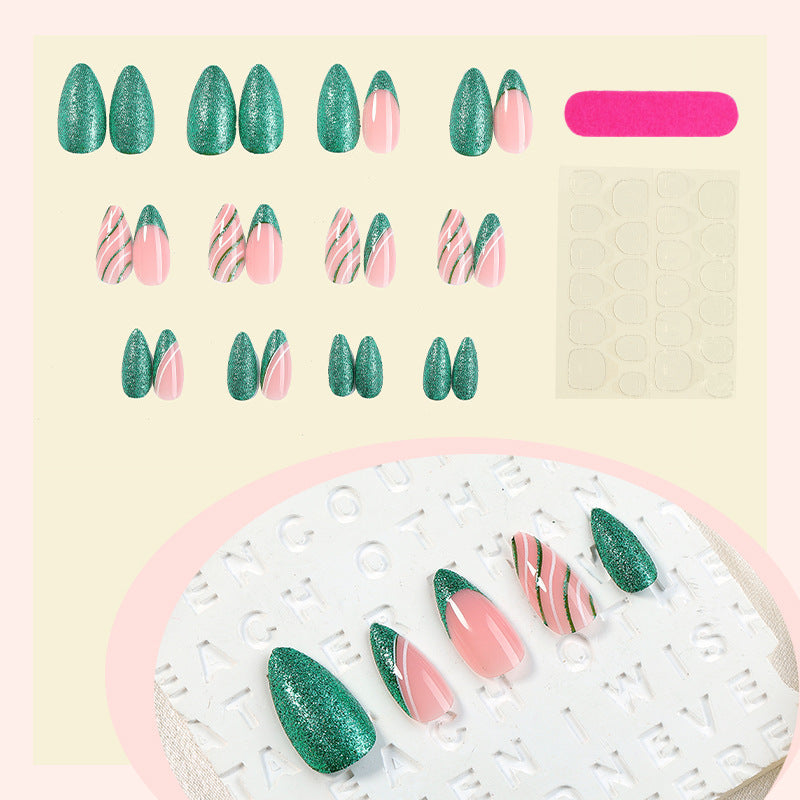 Creative nail set with glitter and marbling effect Bowlift