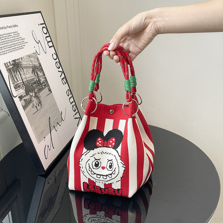 WoFloral Print Textured Handbag Bowlift