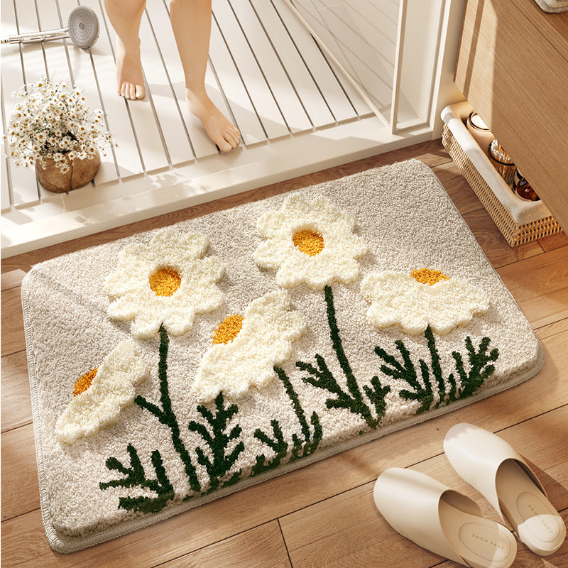 Floral Design Memory Foam Bath Mat Bowlift