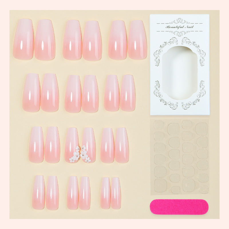 Elegant Press-On Nail Set with Floral Accents Bowlift