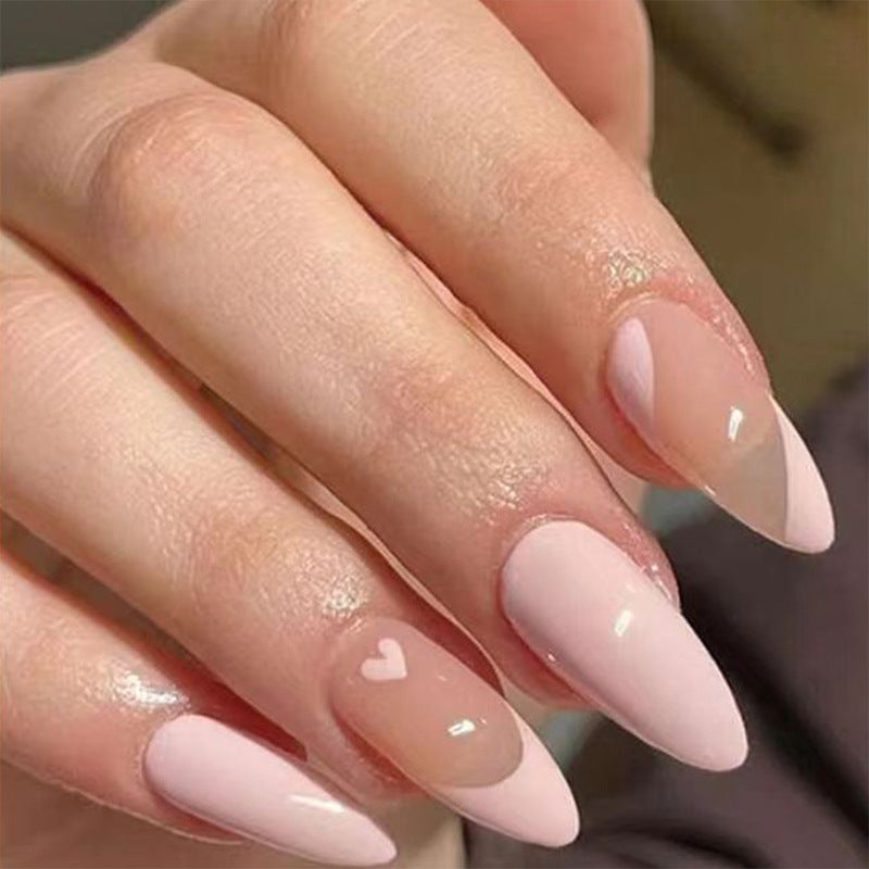 Artful Stiletto artificial nails with heart design Bowlift