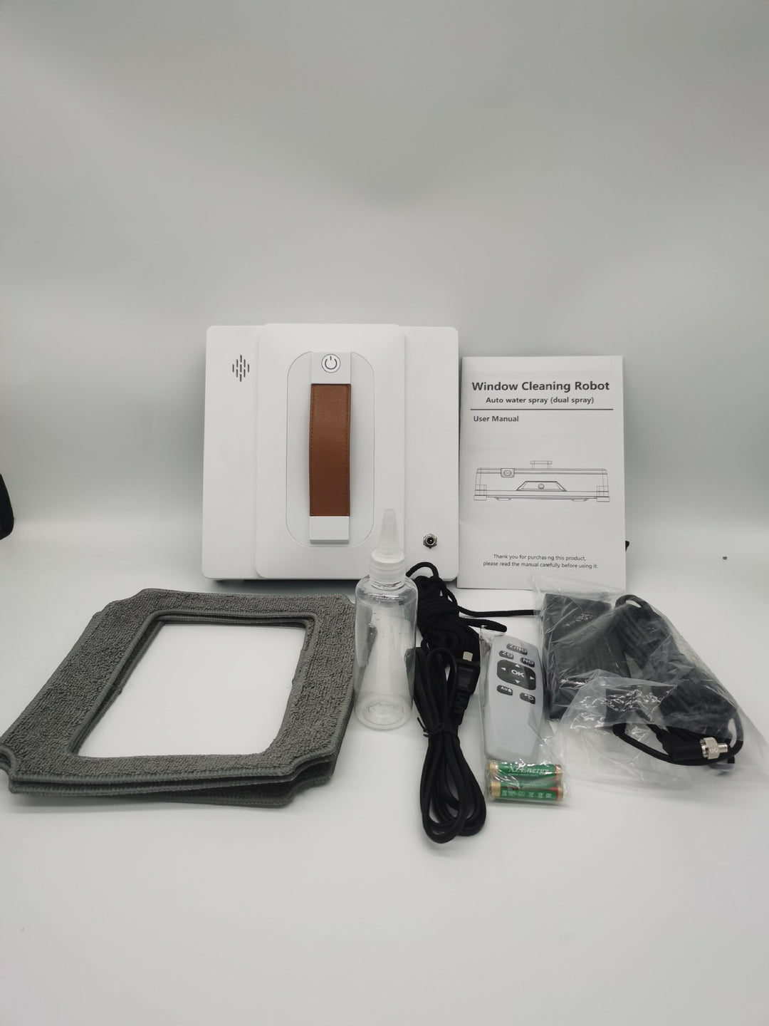 robotic window cleaner with dual water spray system and microfiber pads Bowlift