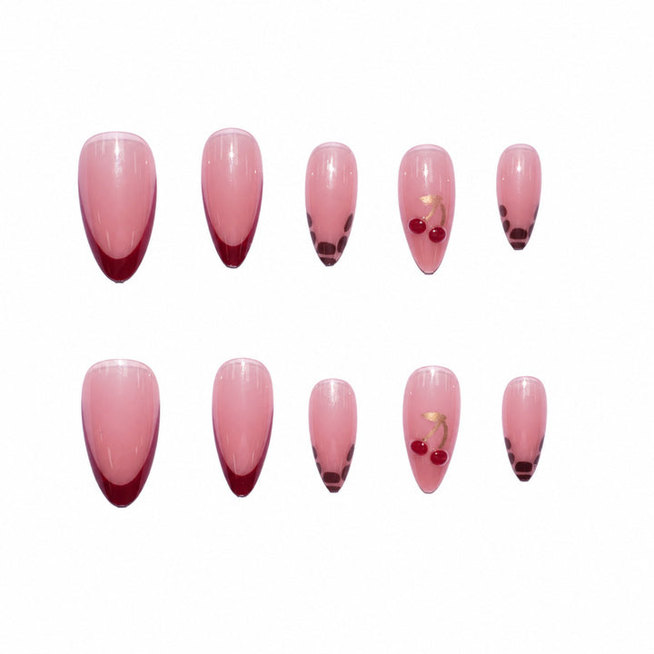 Elegant artificial nails with cherry design Bowlift