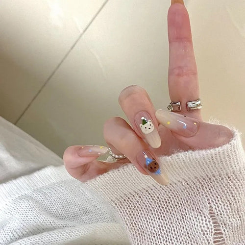 Artificial nails with cute animal designs Bowlift