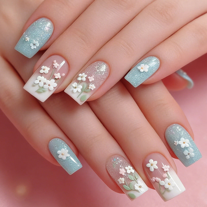 Floral Garden Press-On Nail Art Bowlift