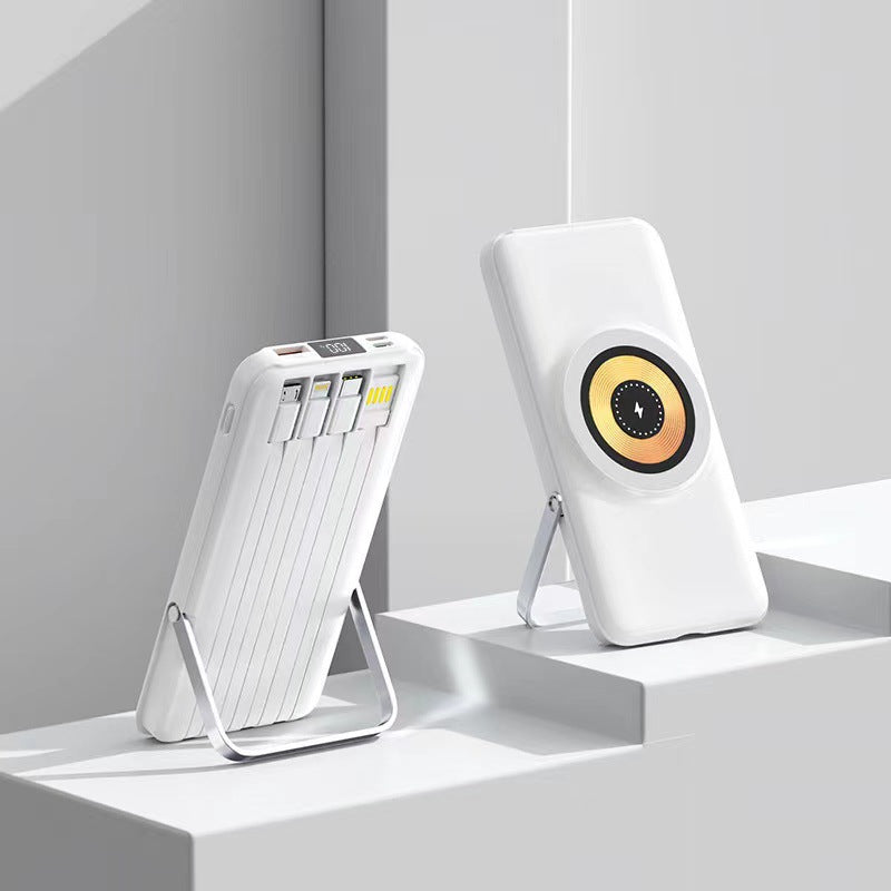 Multifunctional power bank with wireless charger and integrated stand Bowlift