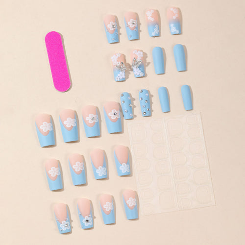 Decorative Floral Acrylic Nail Extensions Bowlift