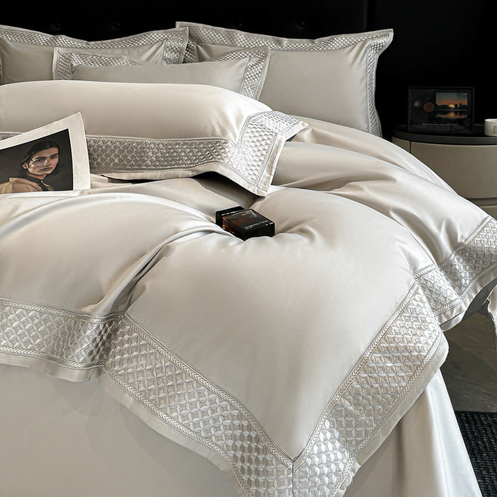 Luxurious Satin Embroidered Duvet Cover Set