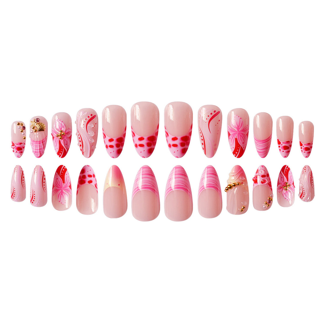 Elegant 3D Floral Press-On Nail Design Bowlift