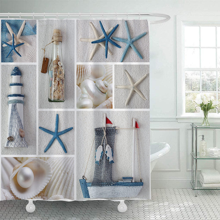 Coastal-themed Shower Curtain Bowlift