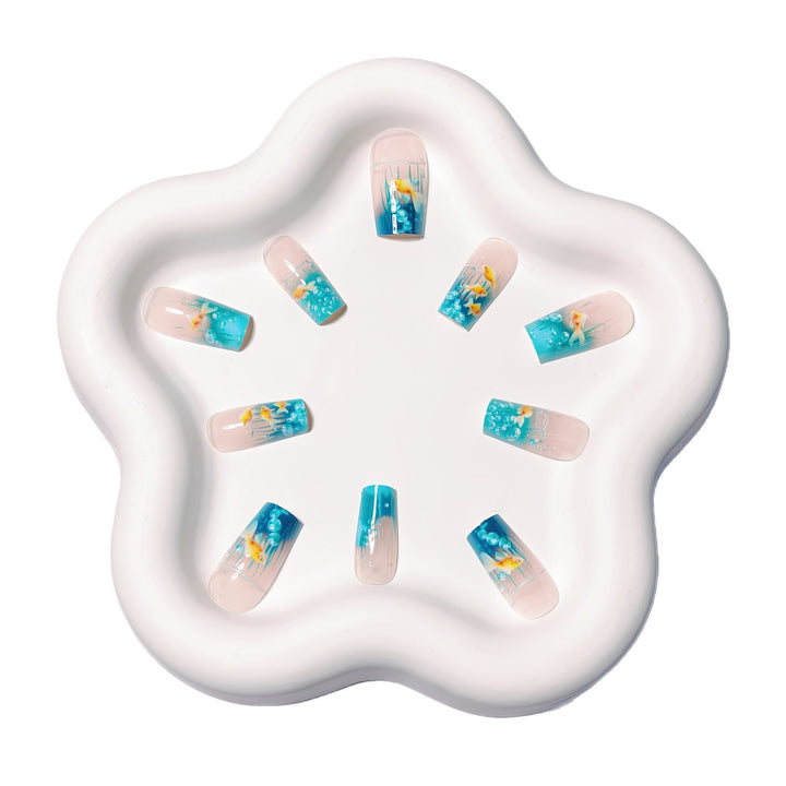 Creative art nails with maritime goldfish design Bowlift