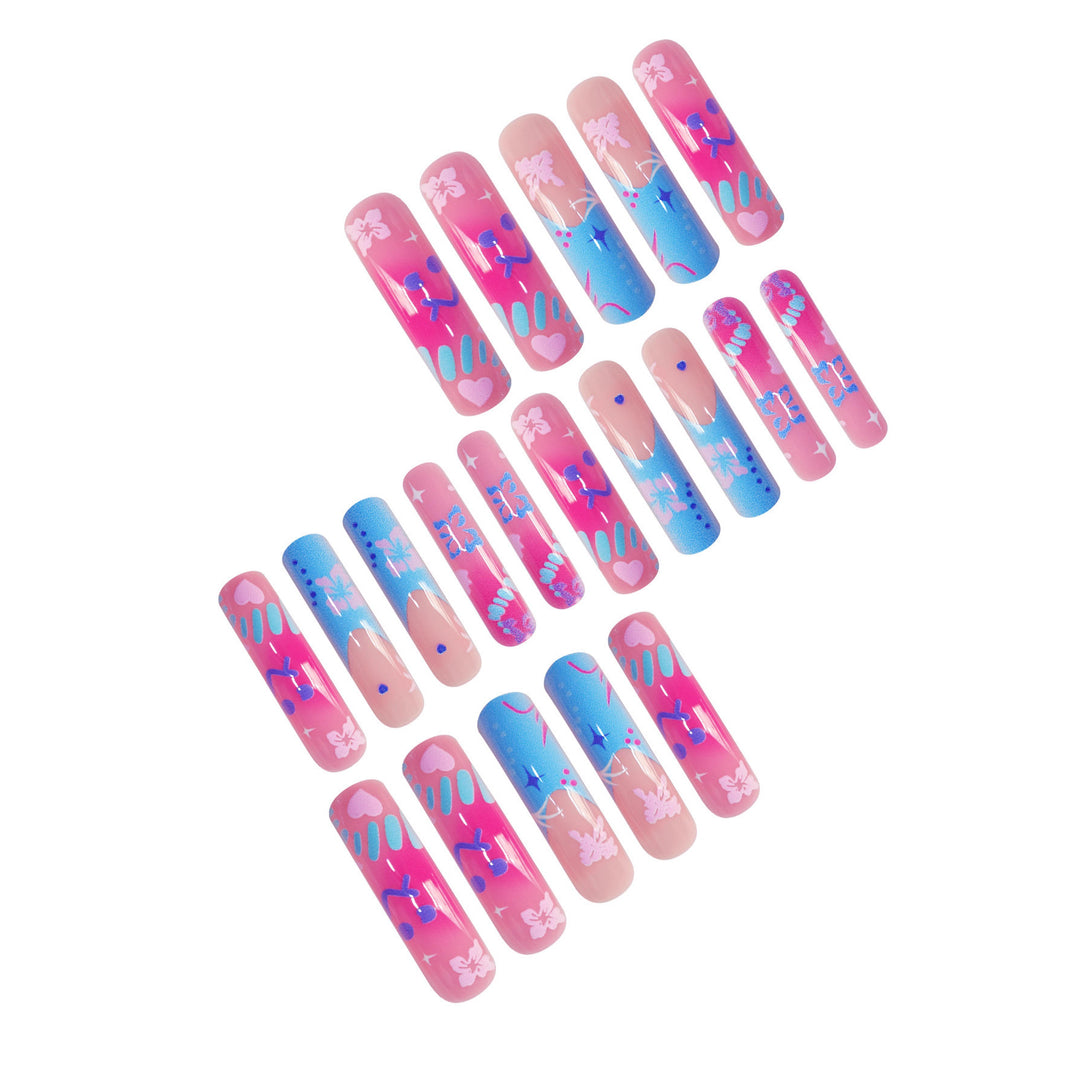 Artistic Press-On Nail Extensions With Floral Designs Bowlift