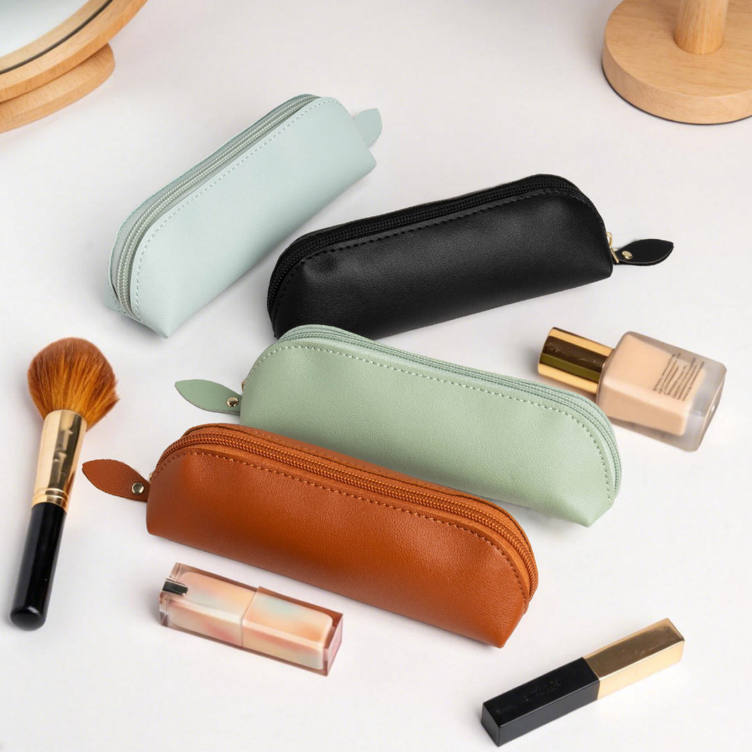 Premium Leather Zippered Pencil Case Bowlift